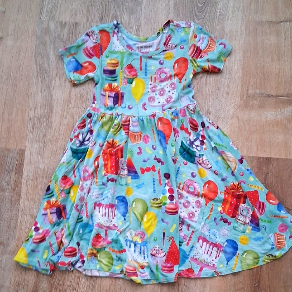 Posh Peanut Birthday Party Twirl Dress, Size 3T, Short Sleeve.